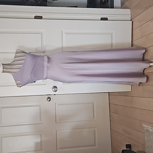 TED BAKER LONDON IVENA Asymmetrical Knit Bodice Satin Silk Lilac Women Dress S:2 - Picture 2 of 15